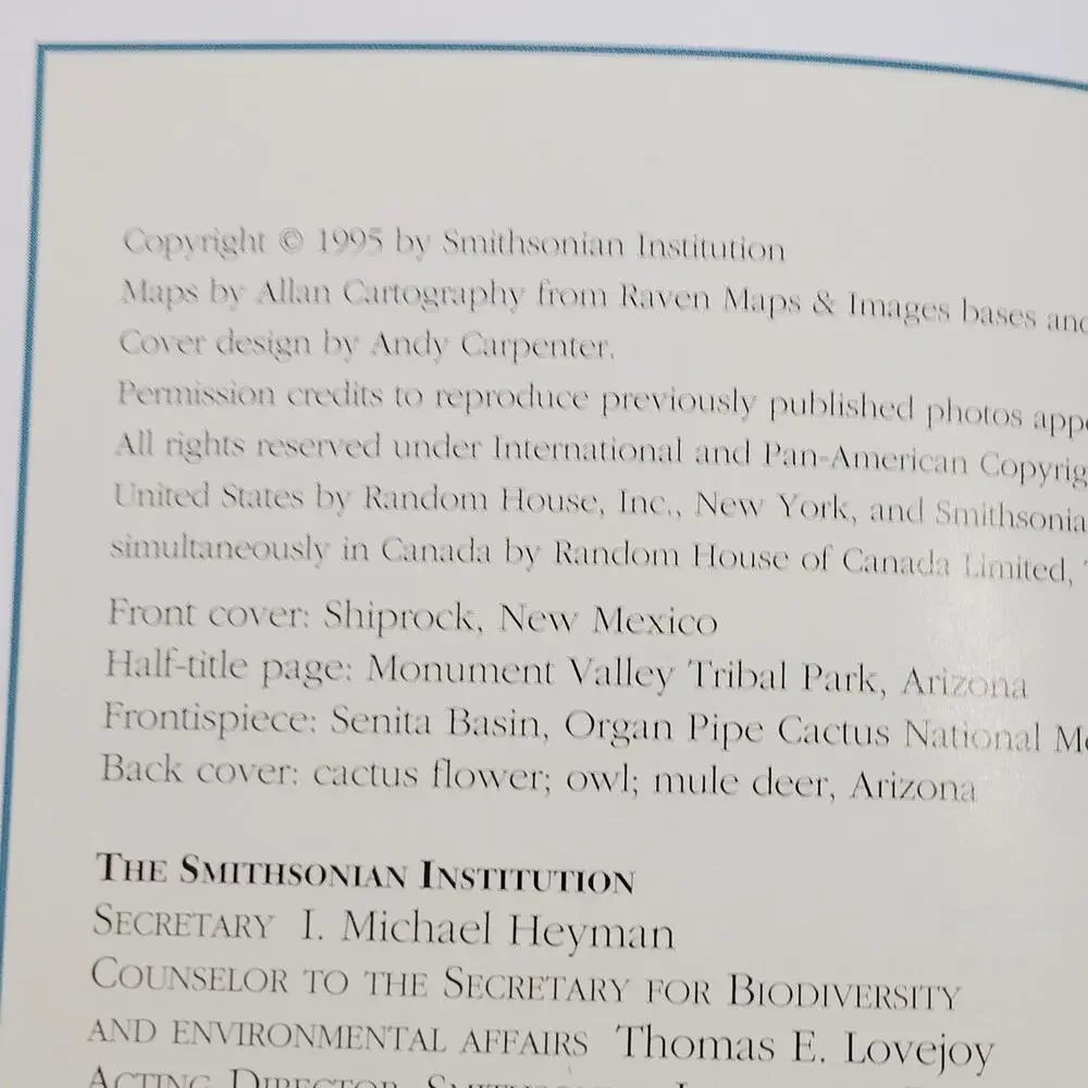 Smithsonian Guides Natural America Southwest AZ NM Softcover  LN 1995